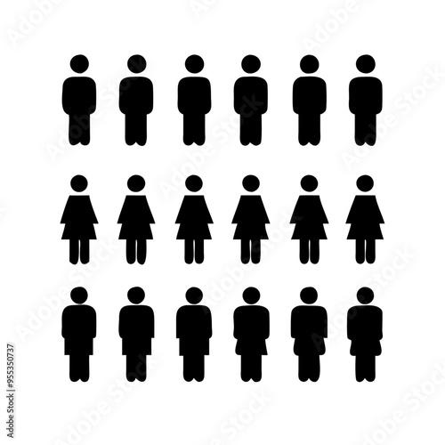 People Silhouettes, Illustration of People Silhouettes, Group of Business People