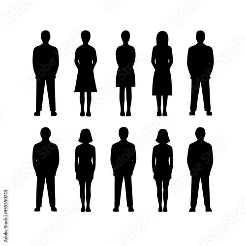 People Silhouettes, Illustration of People Silhouettes, Group of Business People