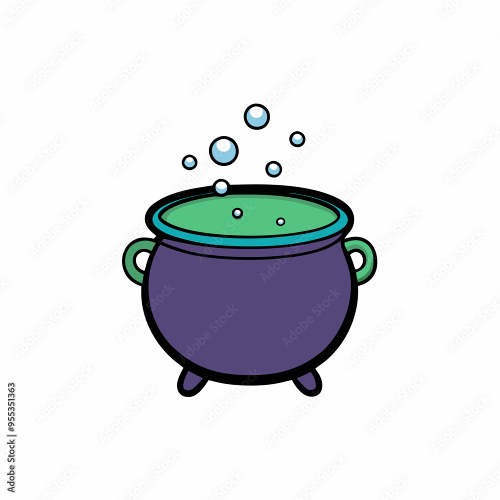 Cauldron with Bubbles Icon Vector Design on White Background