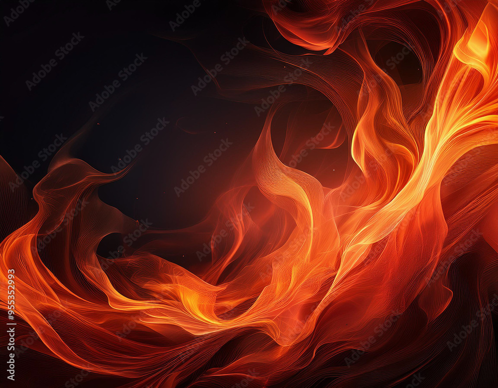 Fiery Flames Intense Red and Orange Abstract Fire Texture on Black Background with Copy Space Fiery Flames Intense Red and Orange Abstract Fire Texture on Black Background with Copy Space