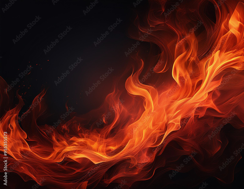 Fiery Flames Intense Red and Orange Abstract Fire Texture on Black Background with Copy Space Fiery Flames Intense Red and Orange Abstract Fire Texture on Black Background with Copy Space