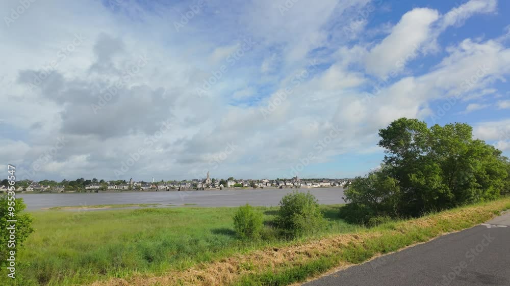 Riding Past Ancenis in France on Bikes Riding Past Ancenis in France on Bikes