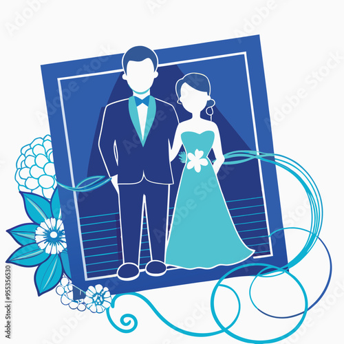 weeding vector design groom and bride 