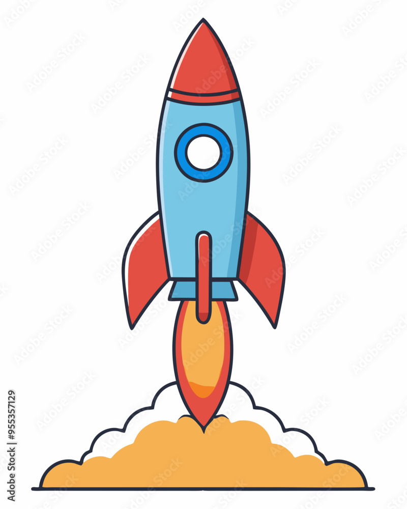 Bold Rocket Launch A Clean, Minimalist Vector Illustration