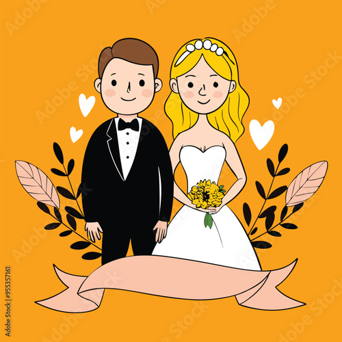 weeding vector design groom and bride 