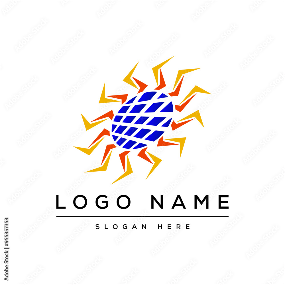 Sun solar energy logo design template. solar tech logo designs Sun solar energy logo design template. solar tech logo designs