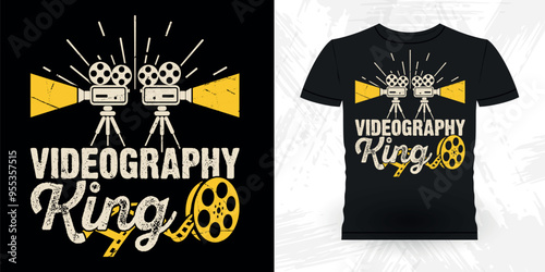Videography King Funny Theater Director Retro Vintage Theater T-shirt Design