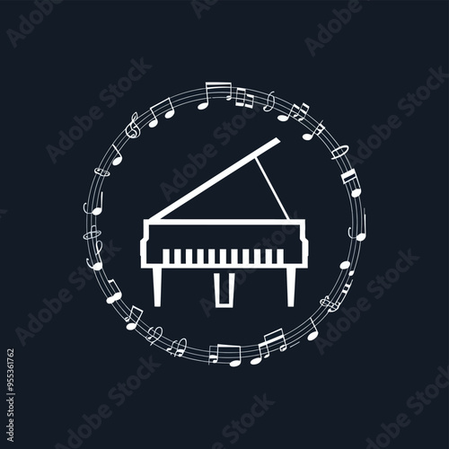2d vector illustration icon cool entertainment  logo  music tools  Piano 
