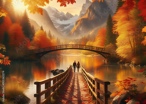 A couple standing in the midst of the most beautiful autumn foliage