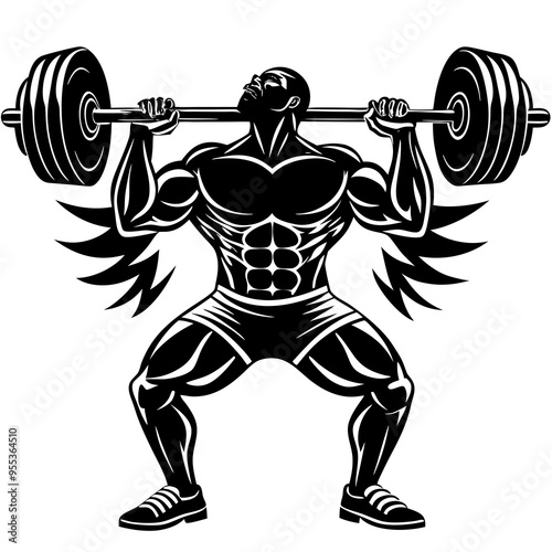 Weightlifting Silhouette Vector,  bodybuilder with dumbbell