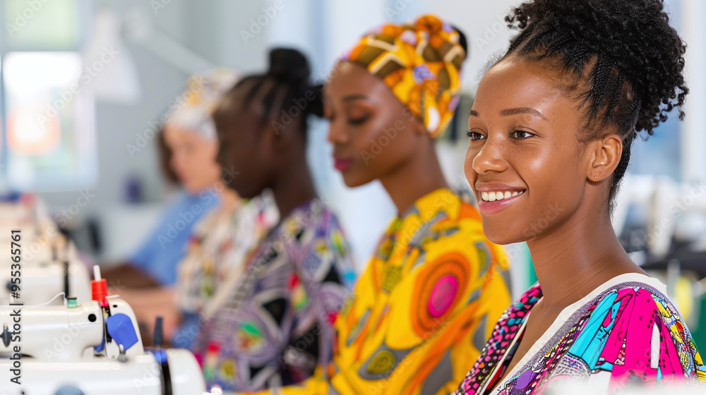 a diverse group of students in a sewing class a diverse group of students in a sewing class