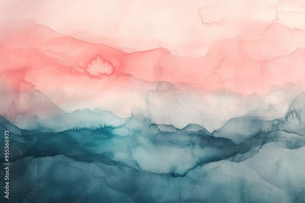 Soft, abstract landscape featuring colorful waves and blended hues of pink and teal, evoking calm and tranquility. Soft, abstract landscape featuring colorful waves and blended hues of pink and teal, evoking calm and tranquility.