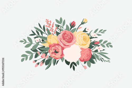 vector illustration showcases a stunning wedding bouquet with a white background 