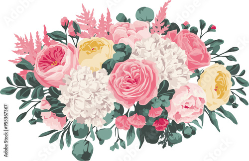 vector illustration showcases a stunning wedding bouquet with a white background 