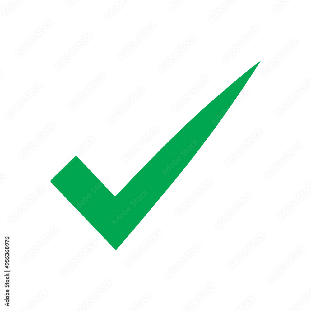 Green tick icon silhouette vector illustration design on white background. Green tick icon silhouette vector illustration design on white background.