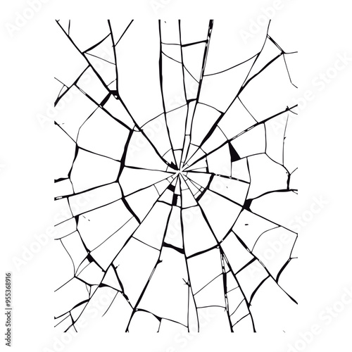 Texture like shattered glass on the surface. Draw the appearance of broken or smashed glass. Isolated vector drawing on a white background 
