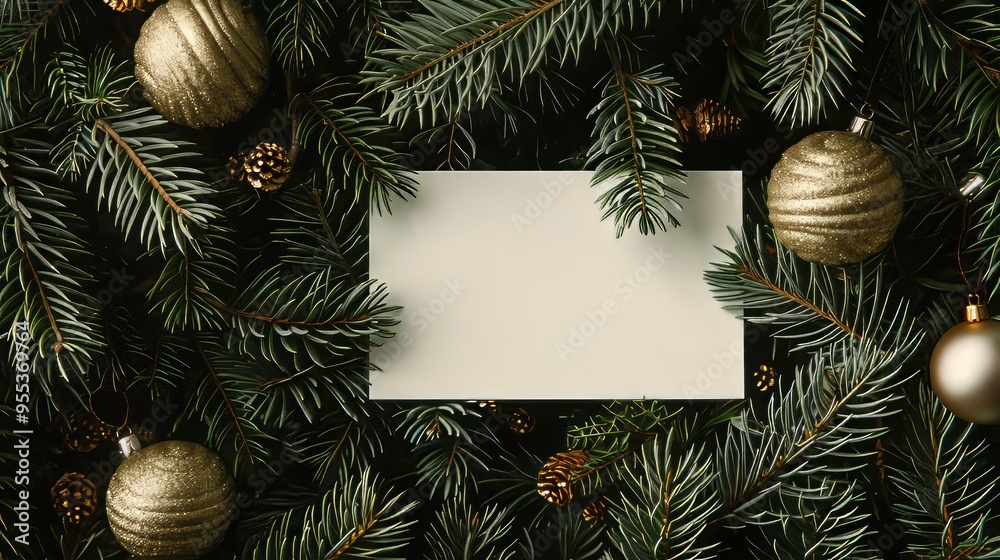 Christmas frame with fir tree branches and cones Christmas frame with fir tree branches and cones