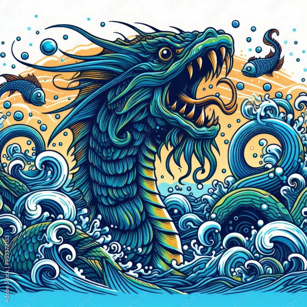 blue dragon sea illustration blue dragon sea illustration
