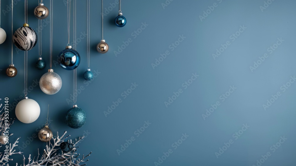 Obraz premium Christmas card with hanging colorful balls 