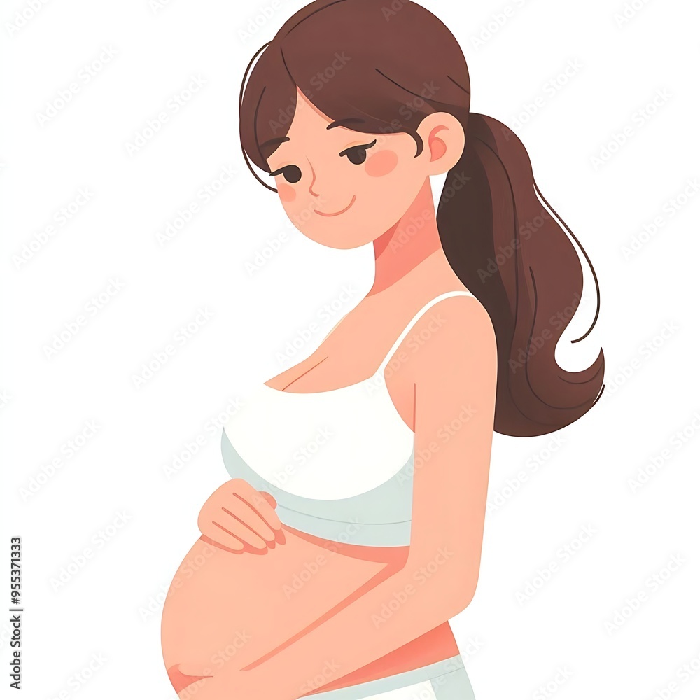 pregnant woman flat style illustration white background isolated pastel colors postcard mother pregnant woman flat style illustration white background isolated pastel colors postcard mother