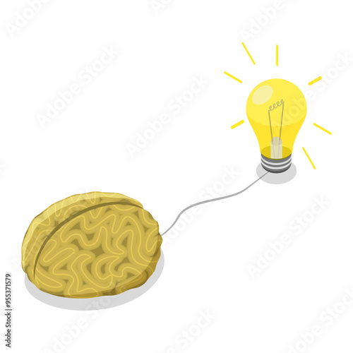 3D Isometric Flat Vector Set of Thinking Process, Psychology Problems Solving. Item 6