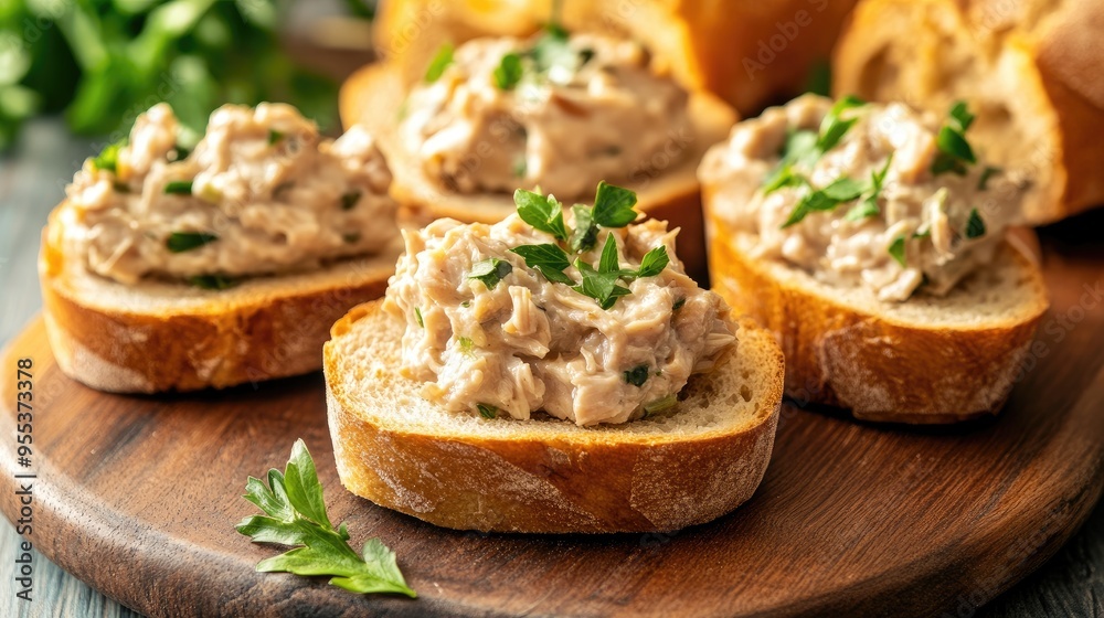Close up of creamy chicken salad on bread. Perfect for a healthy and delicious lunch or snack. Close up of creamy chicken salad on bread. Perfect for a healthy and delicious lunch or snack.