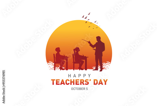 Happy Teacher's day concept vector illustration background. Creative teacher's day vector education concept.