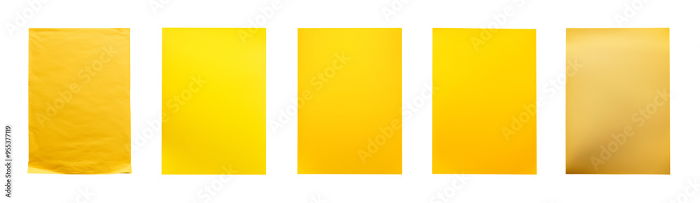 Set of yellow paper with various surface textures to pick from. Transparent background PNG. Cutout collection of A4 sheets of a paper. Set of yellow paper with various surface textures to pick from. Transparent background PNG. Cutout collection of A4 sheets of a paper.
