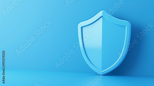 Blue shield icon on a matching blue background symbolising security, protection, and safety in a minimalist design concept.