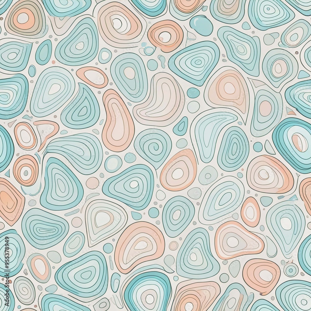 Abstract pattern with a mix of pastel shapes in a flowing design, suitable for modern decor, textiles, and creative art projects. Abstract pattern with a mix of pastel shapes in a flowing design, suitable for modern decor, textiles, and creative art projects.