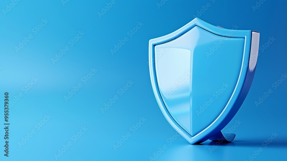 Blue shield on gradient background symbolizing protection, security, and safety. Ideal for cybersecurity, insurance, and defense concepts.