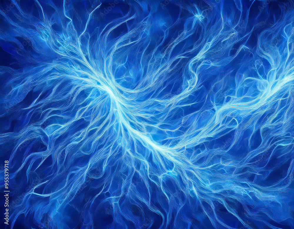 Fototapeta premium Dynamic Blue Electric Pulses Futuristic Abstract Tech Background with Vibrant Glowing Energy
