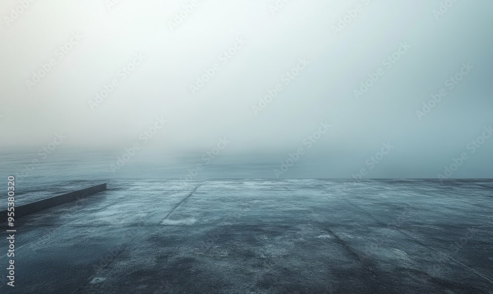 Fototapeta premium Dark background with fog and smoke, night sky, ocean floor, flat ground, backdrop for product display presentation, dark gray background
