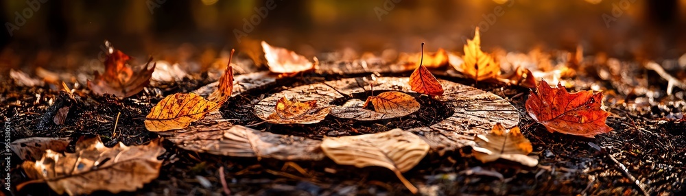 A serene forest scene featuring scattered autumn leaves on the ground, highlighting nature's beauty and seasonal change. A serene forest scene featuring scattered autumn leaves on the ground, highlighting nature's beauty and seasonal change.