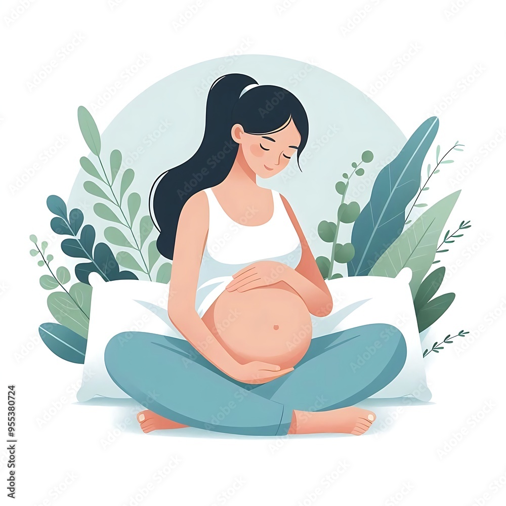 pregnant woman flat style illustration white background isolated pastel colors postcard mother pregnant woman flat style illustration white background isolated pastel colors postcard mother