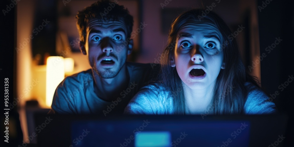 Surprised Couple in a Dark Room Surprised Couple in a Dark Room