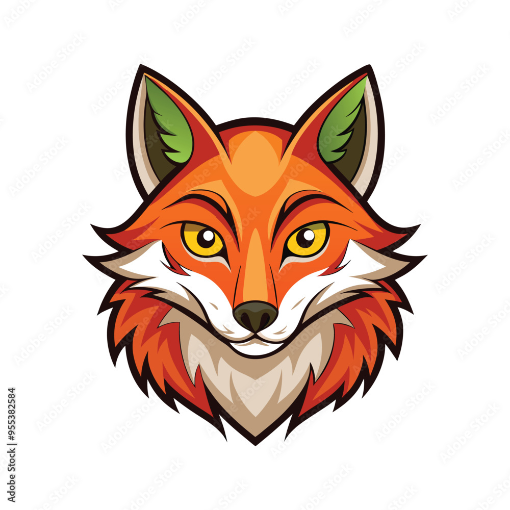 Obraz premium Fox head color vector illustration design