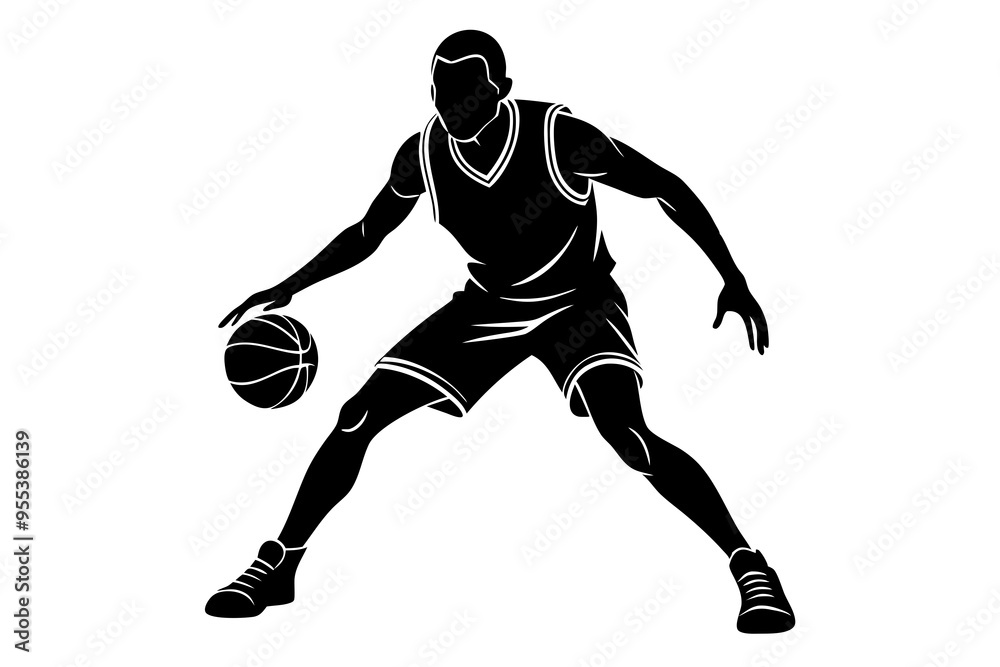 Naklejka premium Basketball player silhouette vector illustration 
