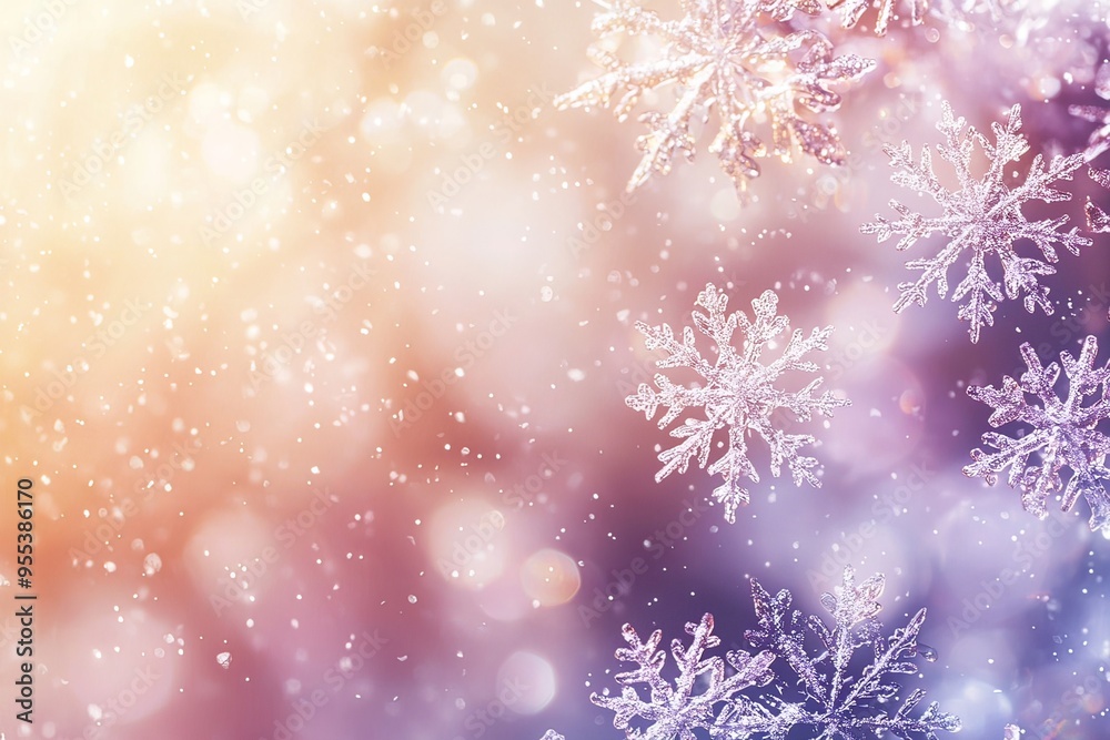 Delicate Snowflakes and Abstract Winter Wonderland Background Delicate Snowflakes and Abstract Winter Wonderland Background