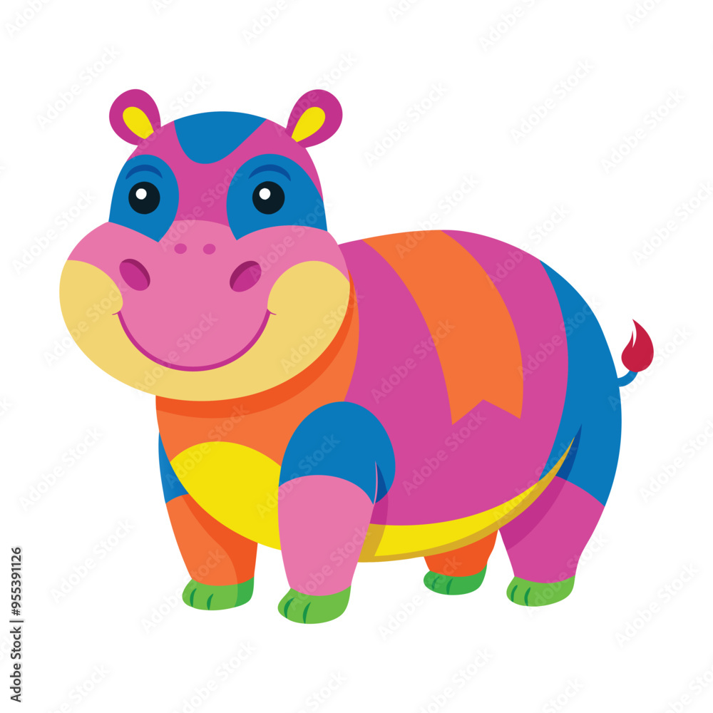 Fototapeta premium Hippopotamus color vector illustration style design