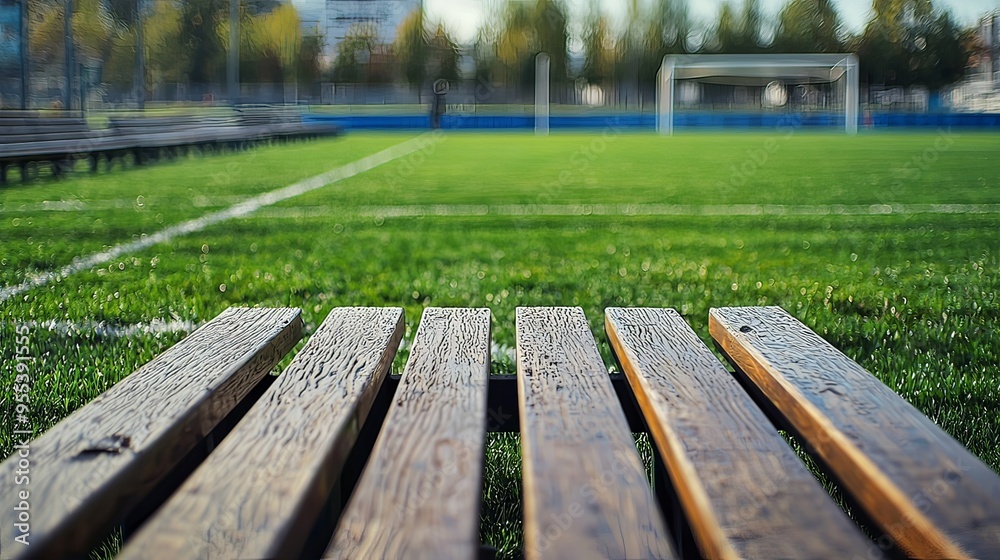 Soccer Field with Sidelines and Benches in Focus