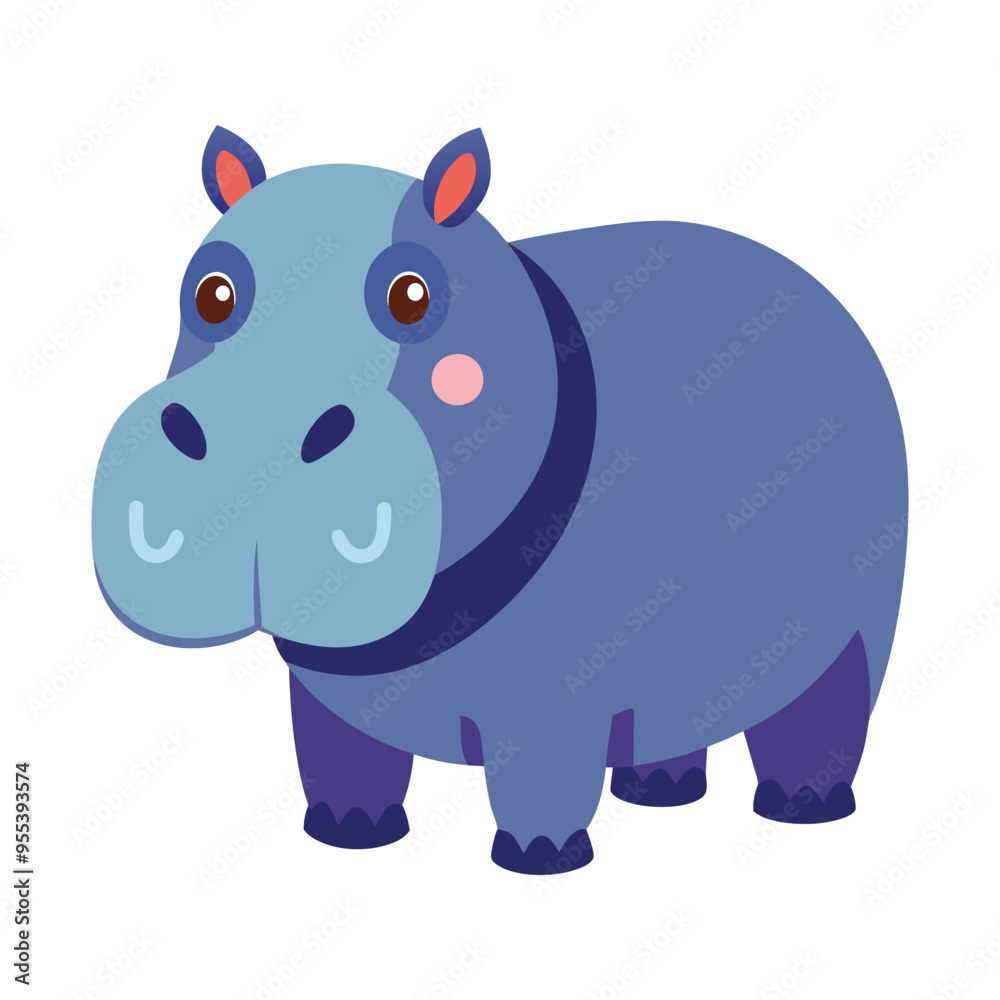 Fototapeta premium Hippopotamus color vector illustration style design