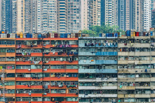 A Tale of Two Cities: Luxurious Towers and Humble Homes in Hong Kong #955394707