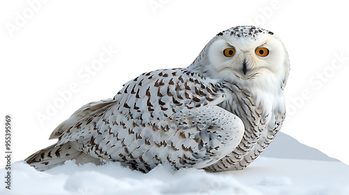 Snowy owl on a transparent background