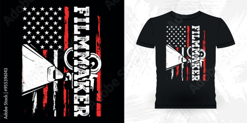 American Flag Lover Funny Theater Director Retro Vintage Theater T-shirt Design