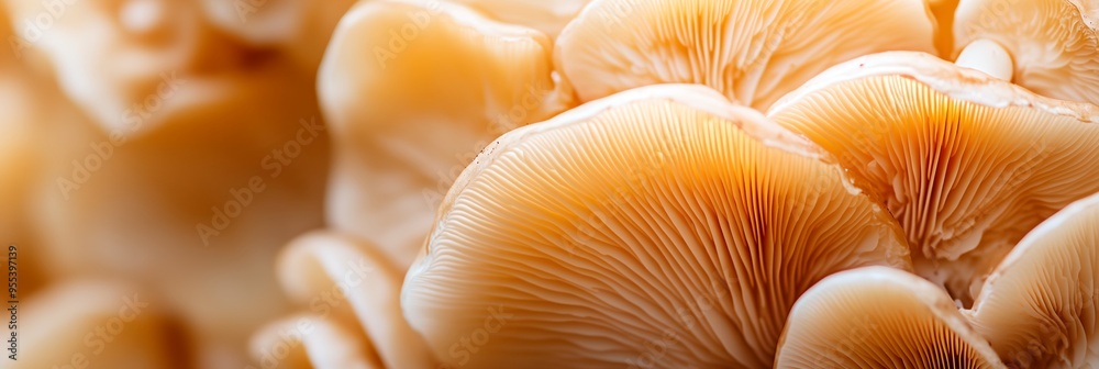 A close up of mushrooms with a brownish color. The mushrooms are arranged in a way that they are overlapping each other A close up of mushrooms with a brownish color. The mushrooms are arranged in a way that they are overlapping each other