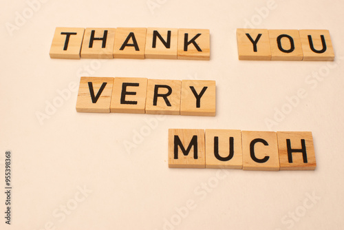 thank you very much in wooden letters