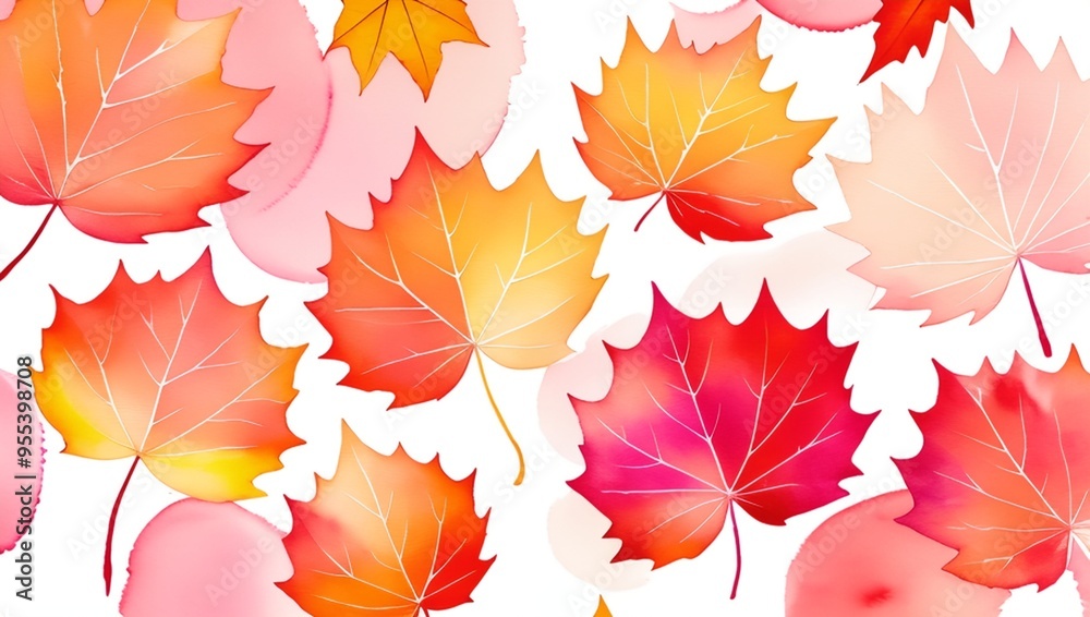 A painting of autumn leaves with a lot of different colors. The painting is full of circles and splatters of paint A painting of autumn leaves with a lot of different colors. The painting is full of circles and splatters of paint