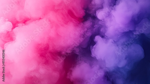 A vibrant and ethereal abstract image featuring a swirling mix of pink and purple smoke, perfect for backgrounds, graphic design, and creative projects. The colors evoke feelings of dreaminess, myster