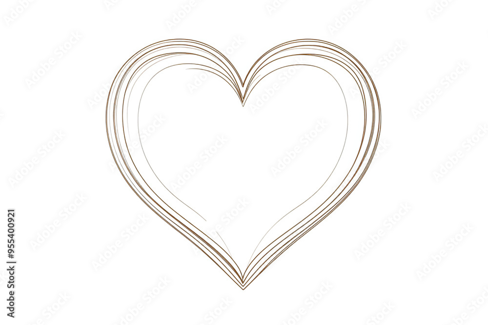 A brown heart shape created with lines, isolated on a white transparent background. A brown heart shape created with lines, isolated on a white transparent background.